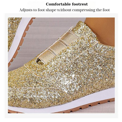 2024 Women's Sparkling Glitter Elasticated Slip-On, Comfort Walking Sneakers