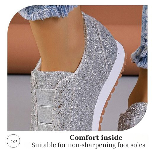 2024 Women's Sparkling Glitter Elasticated Slip-On, Comfort Walking Sneakers