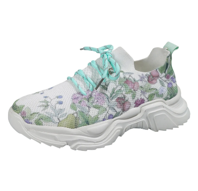 Women Floral Print Lace-up Breathable Orthopedic Sneakers